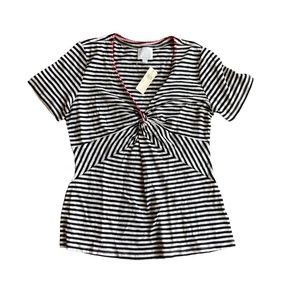 Anthropologie Ett:twa Black And White Striped Twist Front Top Size M BNWT